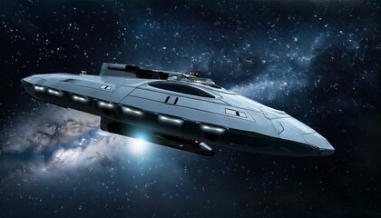 Wall Mural - a spaceship sailing through deep, dark space