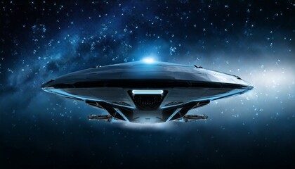 Wall Mural - a spaceship sailing through deep, dark space