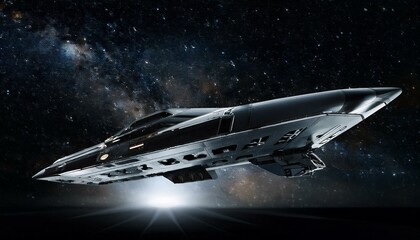 Wall Mural - a spaceship sailing through deep, dark space