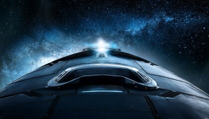 Wall Mural - a spaceship sailing through deep, dark space