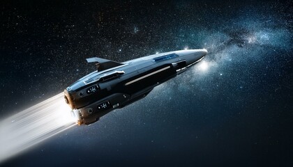 Wall Mural - a spaceship sailing through deep, dark space