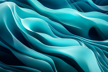 Wall Mural - Teal 3D Abstract Wave Background