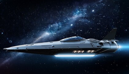 Wall Mural - a spaceship sailing through deep, dark space