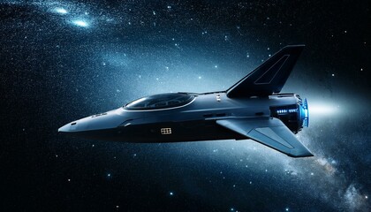 Wall Mural - a spaceship sailing through deep, dark space