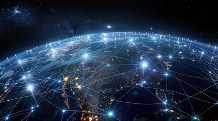 Poster - Global network concept. 3D rendering