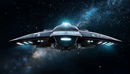 Wall Mural - a spaceship sailing through deep, dark space