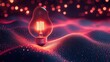 © Muhas - Illuminating Ideas: A Glowing Bulb on a Reddish Digital Wave
