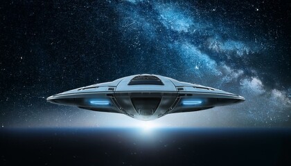 Wall Mural - a spaceship sailing through deep, dark space