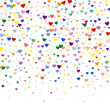 © Begin Again - Rainbow colored scattered hearts. LGBT valentine