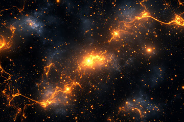 Poster - Fiery nebulae and cosmic dust in deep space.