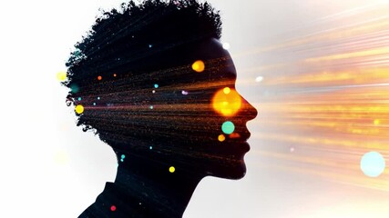 Poster - Creative representation of a human silhouette with vibrant colors and abstract patterns