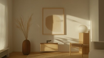 Poster - Minimalist interior with natural light and simple decor.
