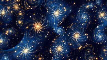 Canvas Print - Deep Blue Galaxy Patterns with Twinkling Stars - Cosmic Wonder