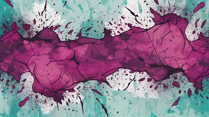 Wall Mural - Abstract Magenta And Teal Splattered Paint Artwork