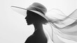 © Андрей Трубицын - Ethereal silhouette of a woman in a flowing hat against a soft light backdrop, capturing elegance and grace