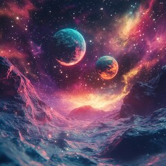 Wall Mural - exploring celestial landscapes outer space digital art cosmic environment breathtaking view universe