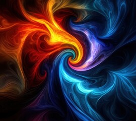 Poster - An enchanting swirl of vibrant colors, blending and intertwining in a mesmerizing dance, creating a captivating visual experience that invites the viewer into a world of imagination.