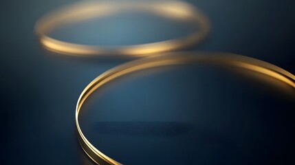 Poster - Abstract Gold Rings on Dark Blue Background