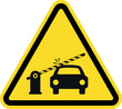 © infinetsoft - Automatic barrier warning sign. Black on yellow background. Safety signs and symbols.