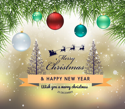 Christmas card design with Christmas Ornament and balls