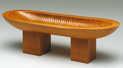 Poster - Elegant wooden vessel with a smooth, sculptural design.