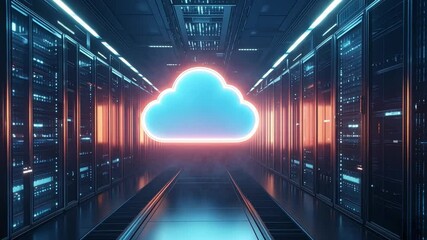 Poster - Innovative cloud gaming technology showcased in a high-tech data center environment at night
