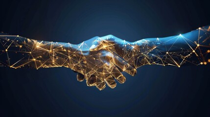 Poster - Human and Digital Connection: Handshake Between Real and Virtual - Online Transaction and Agreement Concept