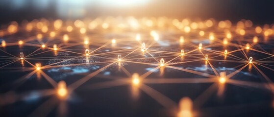 Aufkleber - A digital business network concept with abstract lines and nodes connecting the globe