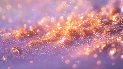 Sticker - Ethereal bokeh sparkles blending golden and Blue tones indoors on a smooth lavender and beige backdrop