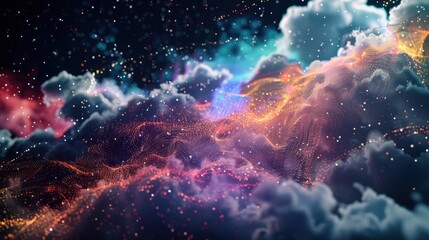 Poster - illustrate the particle nebula where technology clouds give rise to new ideas and opportunities