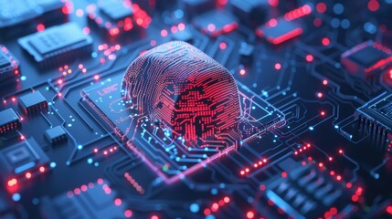 Poster - Illustration of a machine learning process featuring artificial intelligence, deep data mining, and machine learning as components of modern computer technology concepts, portrayed in a 3D rendering