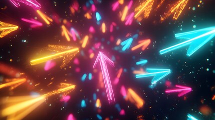 Poster - Neon Arrows Explode In A Vivid Colorful Display