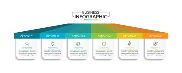 Poster - Design template for vector infographic labels with icons and 6 options or steps.