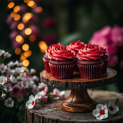 Canvas Print - Red Valentine cupcakes