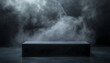 © Malik - Abstract black smoke podium with dramatic lighting, creating a moody and mysterious display scene
