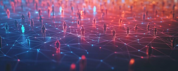 Poster - 3D illustration of a global network connecting people around the world with digital nodes and lines, representing global communication and connectivity