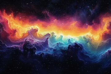 Wall Mural - nebula swirling with vibrant colors stars twinkling like diamonds against a cosmic canvas evoking a 