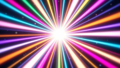 Fototapete - Colorful burst of pastel light beams in dynamic starburst pattern