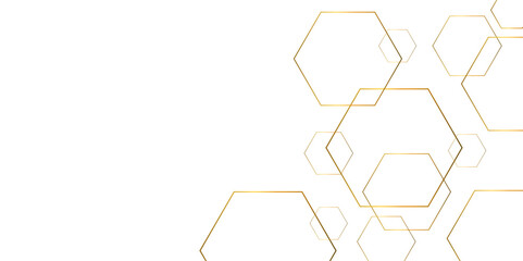 Fototapete - abstract background golden hexagon stock line background. abstract artistic of geometric background 