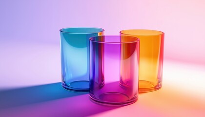 Poster - Rendered Transparent Gradient Glass: A Stunning Visual Representation Showcasing The Smooth Blending Of Colors Within A Glass Material. Perfect For Graphic Design And 3d Modeling Projects.
