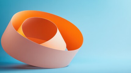 Poster - Vibrant Three-Dimensional Spirals on a Soft Blue Background with Dynamic Flowing Forms