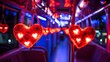 © chusnul - Colorful heart decorations illuminate a bus, creating a festive atmosphere.