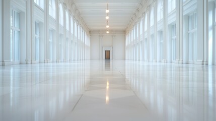 Poster - Sound Reverberating Through a Large Empty Room with Elegant Architecture and Reflective Floors