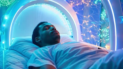 Poster - This serene scene of a person resting amid softly glowing lights evokes a dreamlike state.