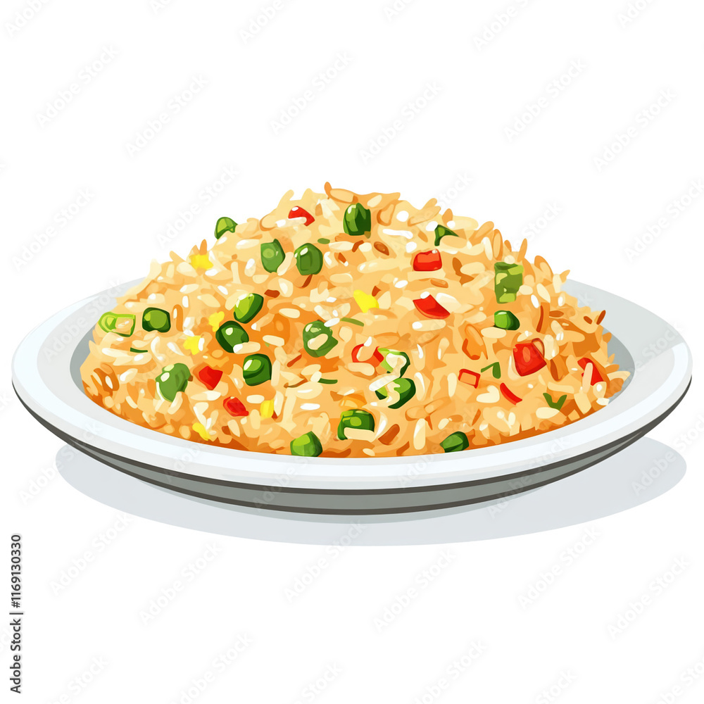 Fried Rice Vector Isometric fried rice with vegetables, vector illustration Stock Illustration ...