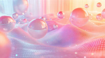 Leinwandbilder - Abstract holographic data mesh in pastel tones. A clean and futuristic background ideal for digital branding and tech-inspired visuals