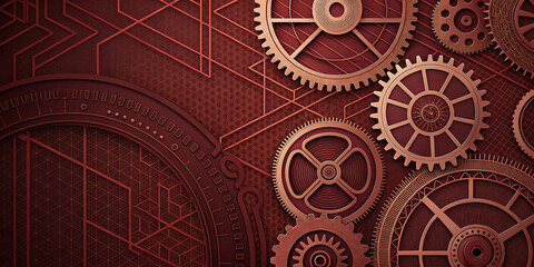  A Captivating Dark Red Technical Background Featuring Unique Designs