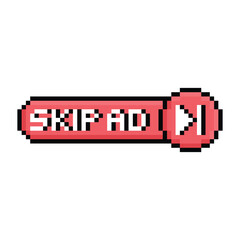Poster - pixel skip ad icon vector pixel art skip  advertising for 8 bit game