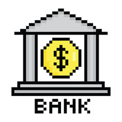 Poster - pixel bank icon vector pixel art money sign for 8 bit game