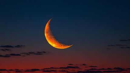 Wall Mural - Glowing crescent moon in a twilight sky.
